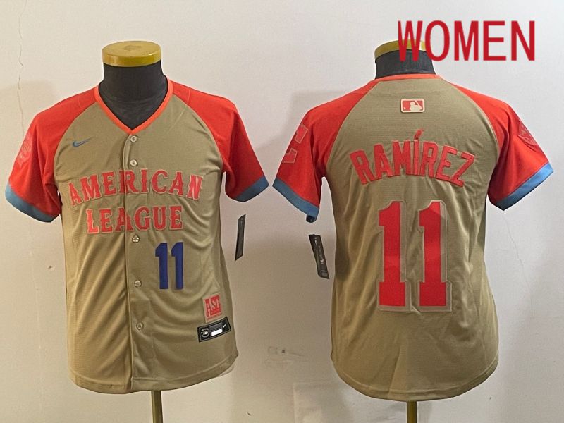 Women Cleveland Indians #11 Ramirez Orange All star 2024 Nike MLB Jersey style 4